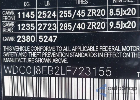 2020 Mercedes-Benz Glc 300 Coupe 4Matic из США, поврежденный, VIN WDC0J8EB2LF723155